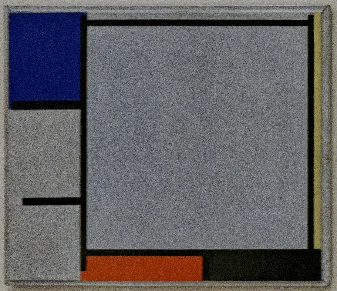 Compositie met geel, rood, zwart en blauw